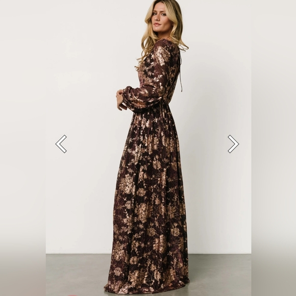 NWT Baltic Born Charlene Maxi Dress in Wine & Gold - Picture 3 of 9